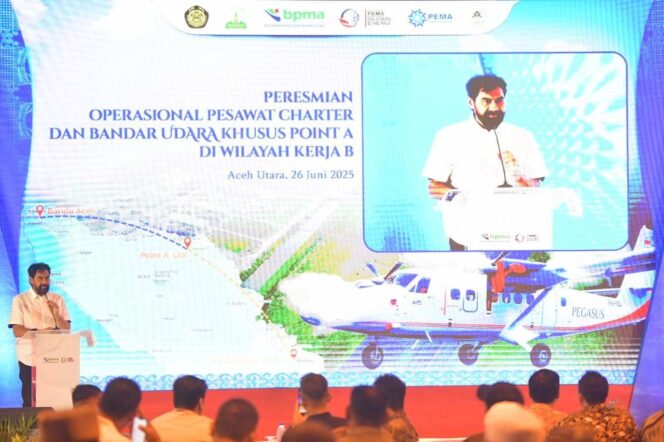 
 Mualem Resmikan Pengoperasian Pesawat dan Bandara PT PGE di Aceh Utara