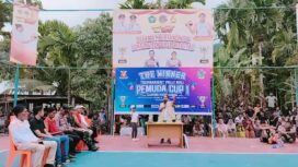 Anggota DPRK Aceh Selatan Meyampaikan Kata Sambutan Pada Acara Penutupan Turnamen Voli Pemuda Cup I, Rabu 2 Juli 2025