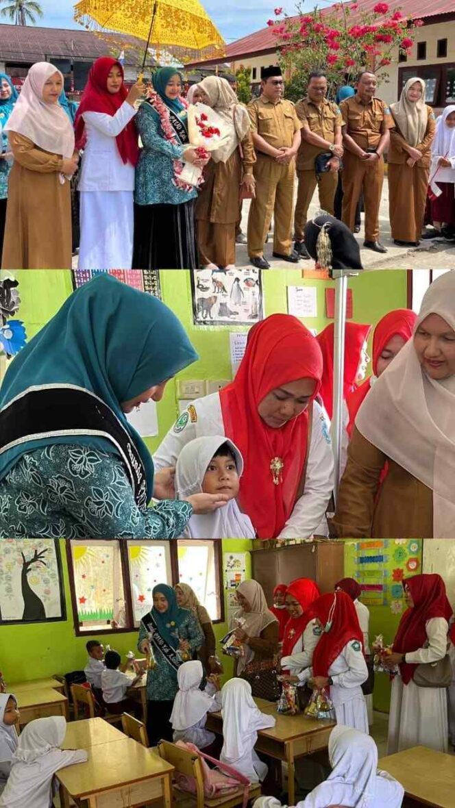 
 Ketua Tim PKK Aceh Selatan Ny. Nafisah Mirwan MS melihst langsung kegiatan CKG sebagai ujud dukungan Pemkab Aceh Selatan di Labuhan Haji Barat, Selasa, (12/8/2025).