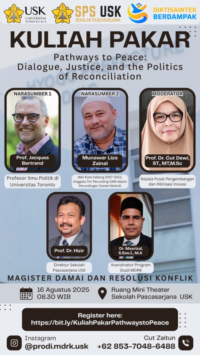 
 Kuliah Pakar: Prodi MDRK Mendatangkan Tim Juru Runding MoU Helsinki Dan Pengajar University of Toronto Kanada