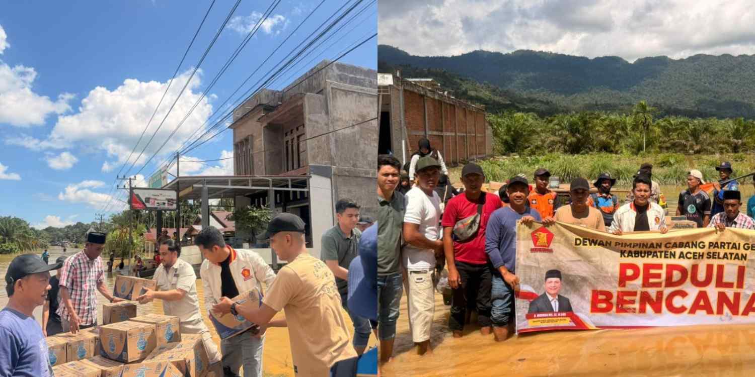 Partai Gerindra Aceh Selatan Salurkan Bantuan untuk Korban Banjir Trumon