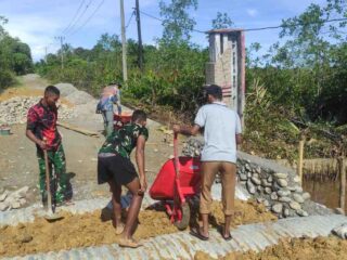 TNI Terus Kejar Penyelesaian Jembatan Aramco di Desa Pasi Rasian, Pasi Raja